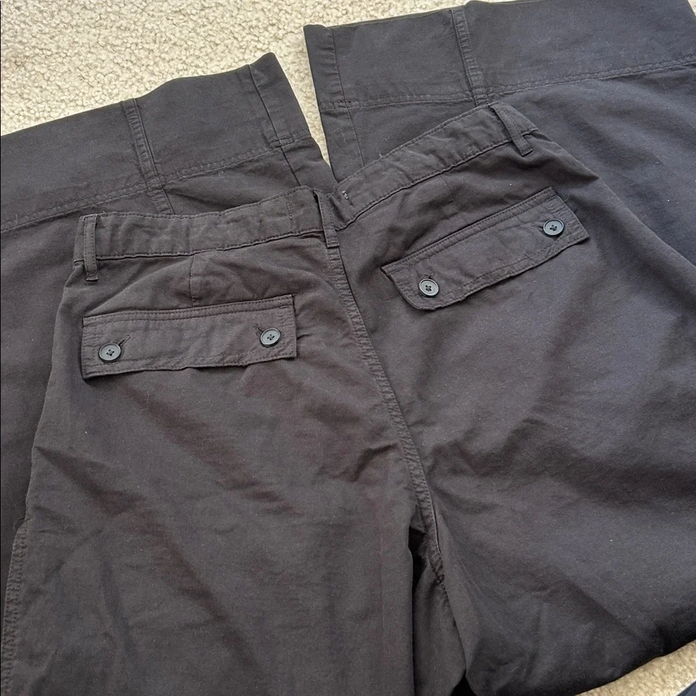 Everlane Black Pleated Wide Leg Pants High Rise Chino Style Organic Cotton Linen